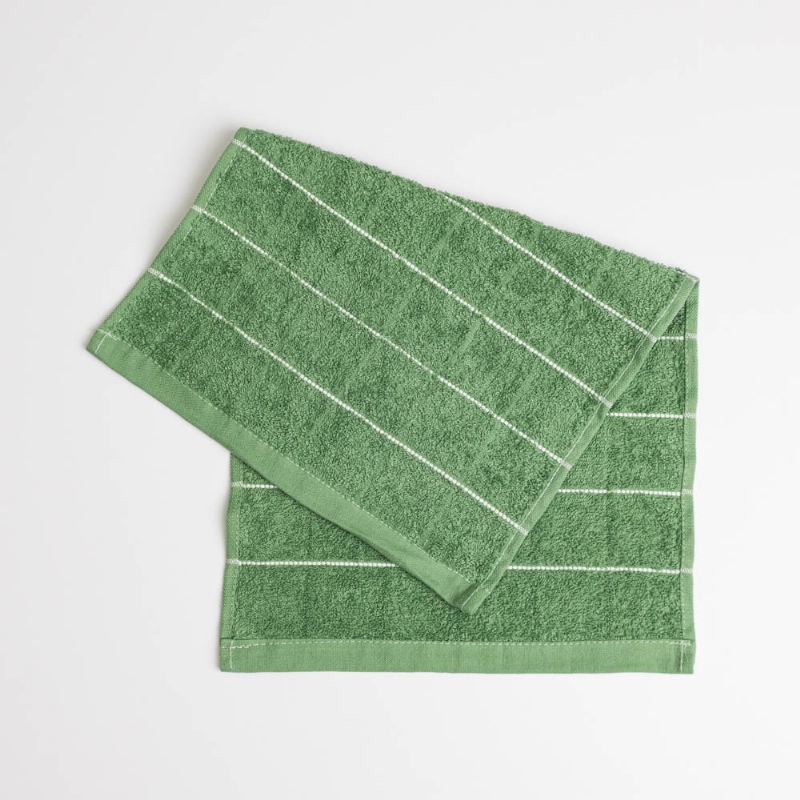 Рушник махровий кухонний зі смужками 30х50 см 400г/м2 GM Textile (Зелений)